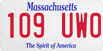 MA license plate 109UW0