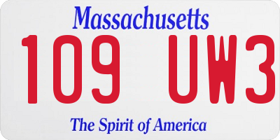 MA license plate 109UW3