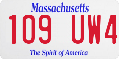 MA license plate 109UW4