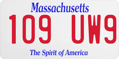 MA license plate 109UW9