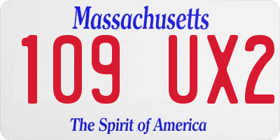 MA license plate 109UX2