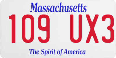 MA license plate 109UX3