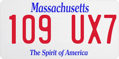 MA license plate 109UX7
