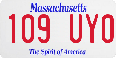 MA license plate 109UY0