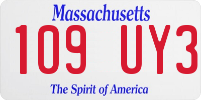 MA license plate 109UY3