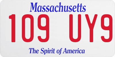 MA license plate 109UY9
