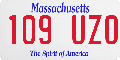 MA license plate 109UZ0