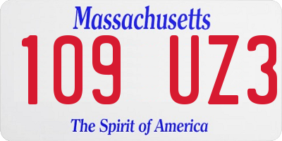 MA license plate 109UZ3