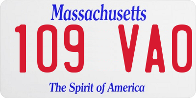 MA license plate 109VA0