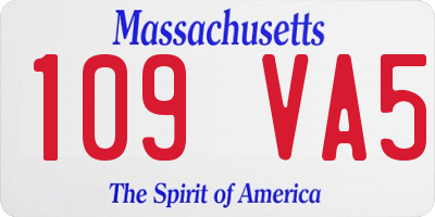 MA license plate 109VA5