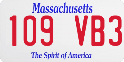MA license plate 109VB3