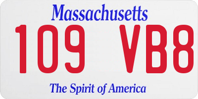 MA license plate 109VB8