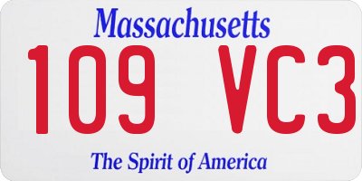 MA license plate 109VC3