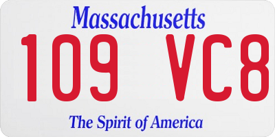 MA license plate 109VC8