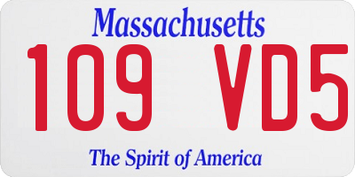 MA license plate 109VD5