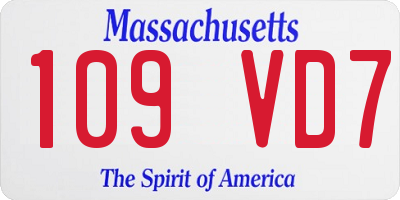 MA license plate 109VD7