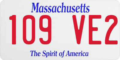MA license plate 109VE2
