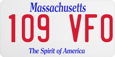 MA license plate 109VF0