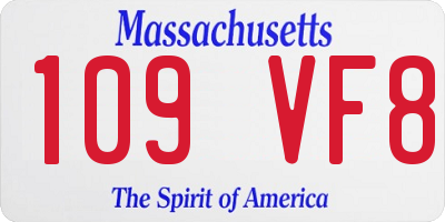 MA license plate 109VF8
