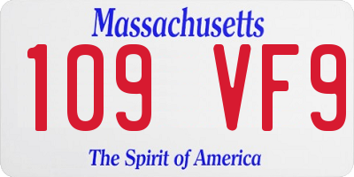 MA license plate 109VF9