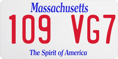 MA license plate 109VG7