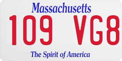 MA license plate 109VG8
