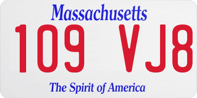 MA license plate 109VJ8