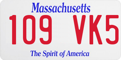 MA license plate 109VK5