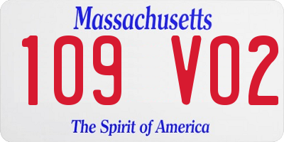 MA license plate 109VO2