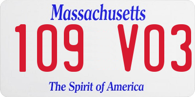 MA license plate 109VO3