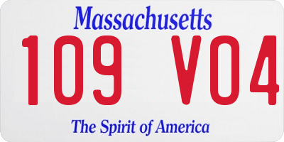 MA license plate 109VO4