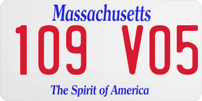 MA license plate 109VO5