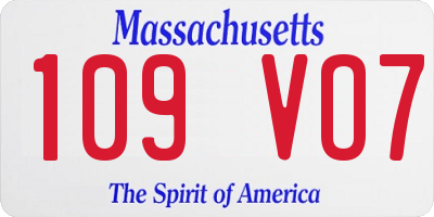 MA license plate 109VO7