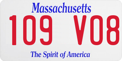MA license plate 109VO8
