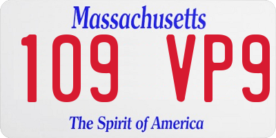 MA license plate 109VP9