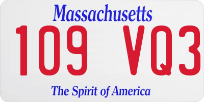 MA license plate 109VQ3