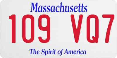 MA license plate 109VQ7