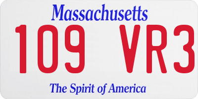 MA license plate 109VR3