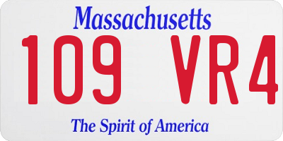 MA license plate 109VR4