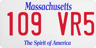 MA license plate 109VR5