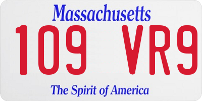 MA license plate 109VR9