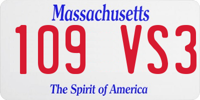 MA license plate 109VS3