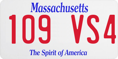 MA license plate 109VS4