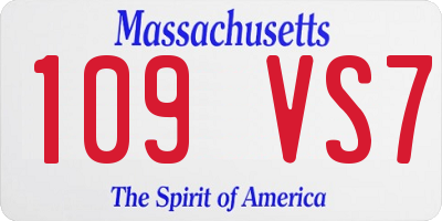 MA license plate 109VS7