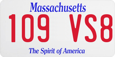 MA license plate 109VS8