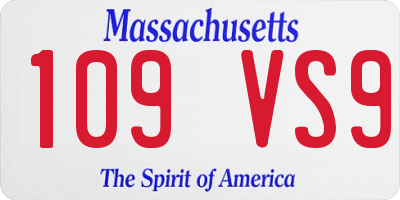 MA license plate 109VS9