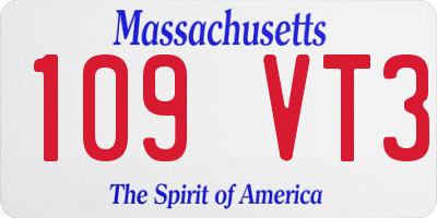 MA license plate 109VT3