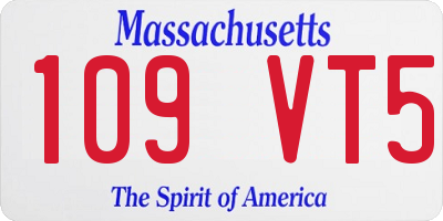 MA license plate 109VT5