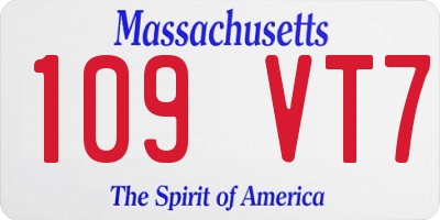 MA license plate 109VT7