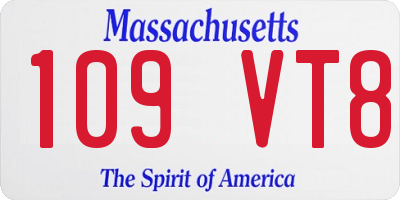 MA license plate 109VT8